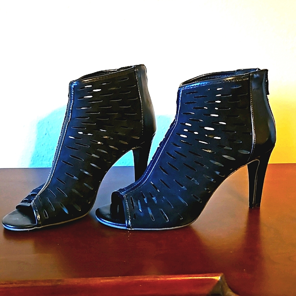 Black Ana Open Toe Booties